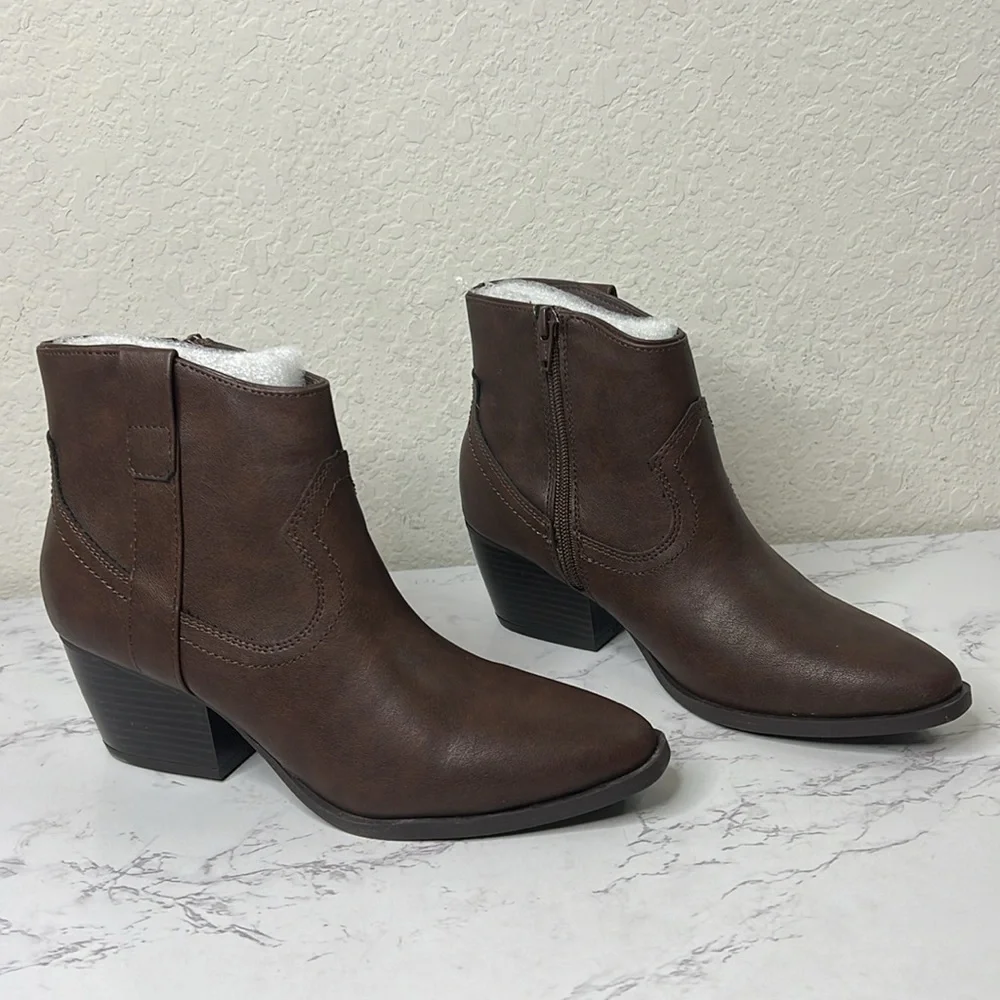 Style & Co Perriee Womens Faux Leather Pointed Toe Cowboy, Western Boots - Picture 5 of 9